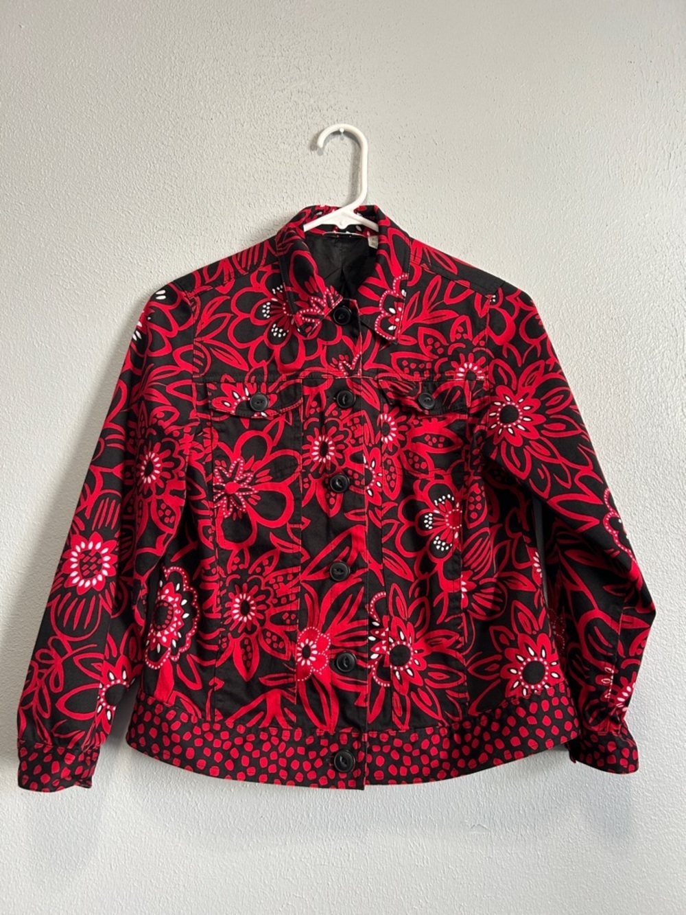 Laura Ashley Black and Red Floral Petite Jacket